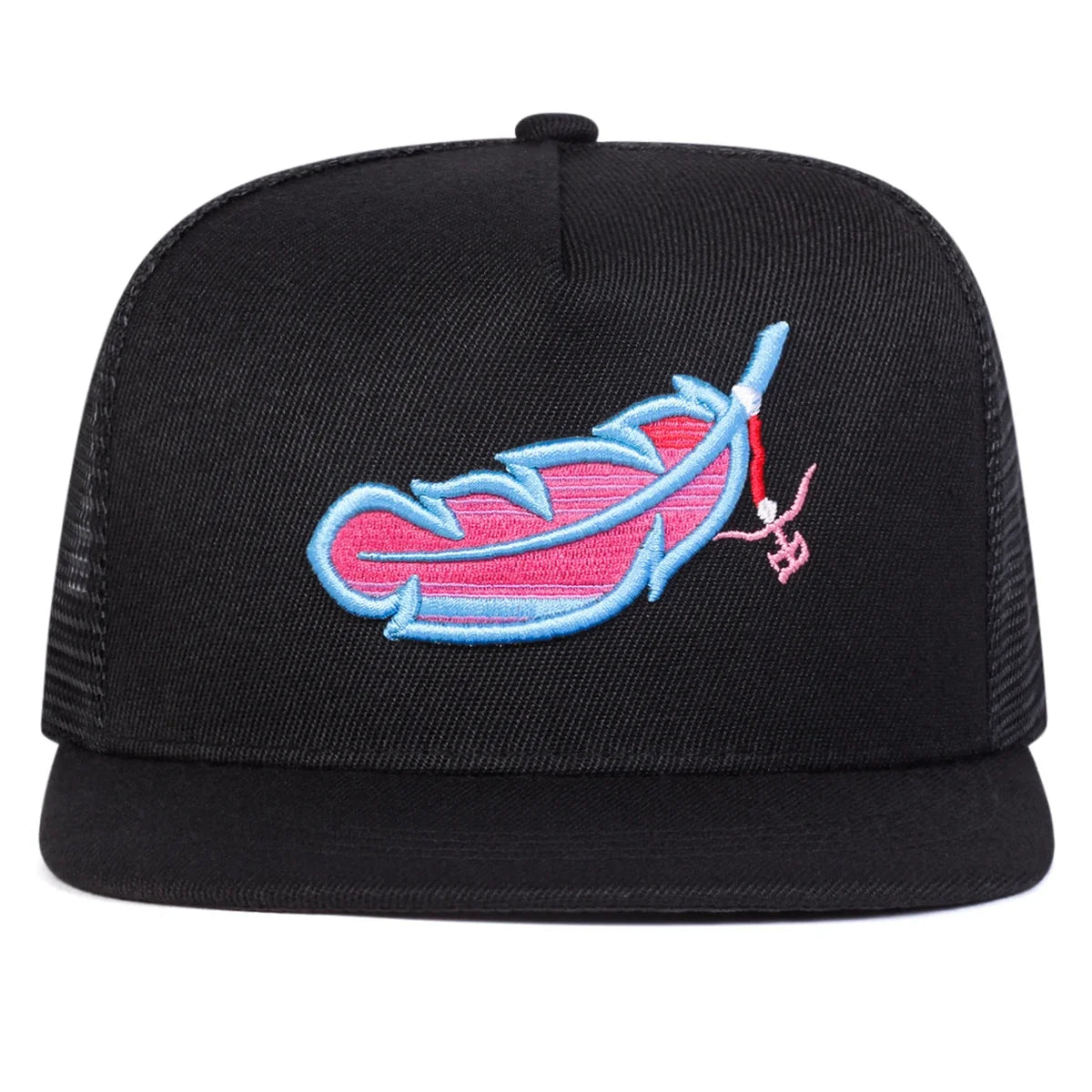 Unisex Colorful Feather Embroidered Snapback Cap