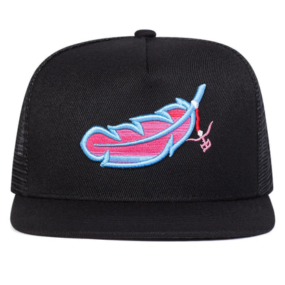 Unisex Colorful Feather Embroidered Snapback Cap