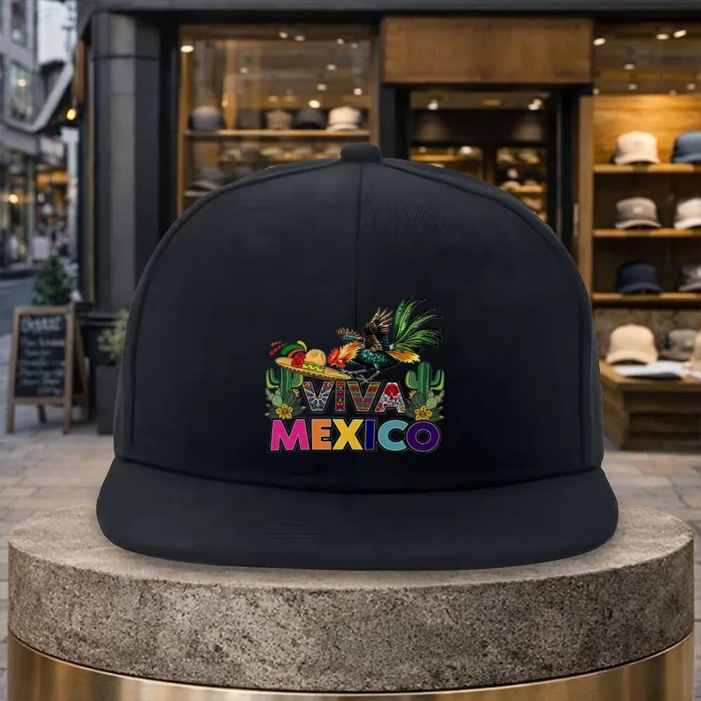 Viva Mexico Rooster Print Adjustable Snapback Cap