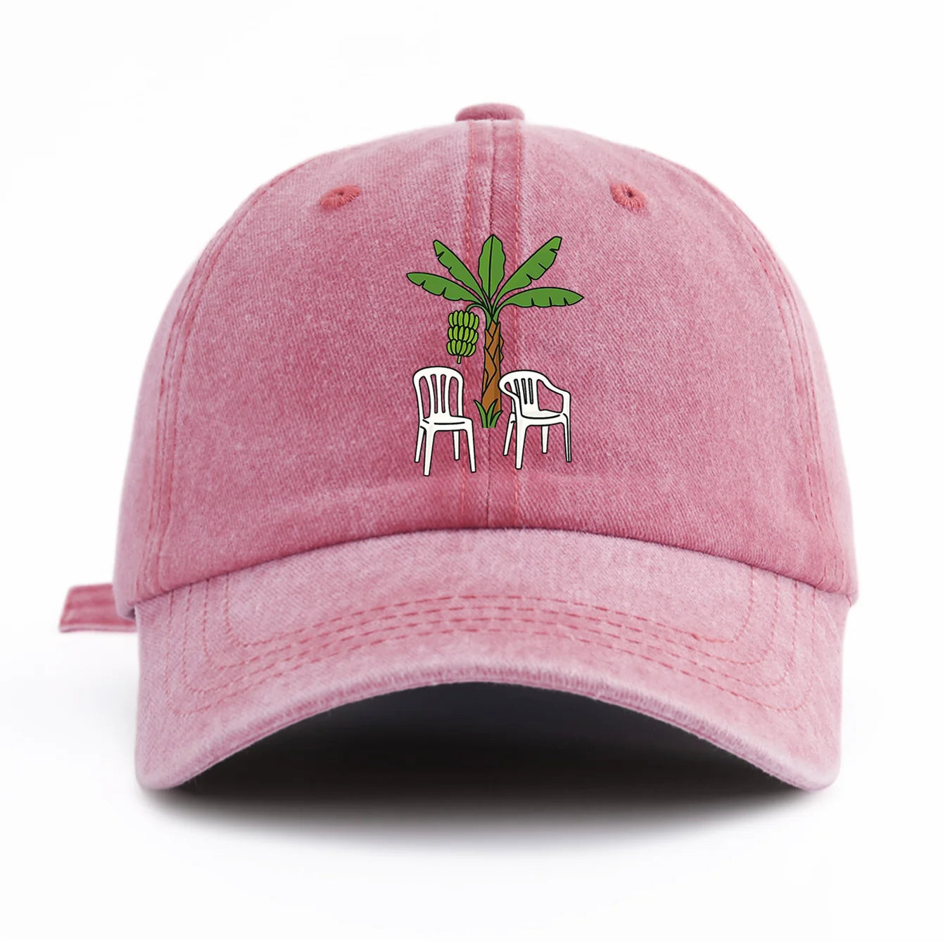 1pc Chair And Tree Print Washed Baseball Cap For Adults, Minimalist Retro Style Casual Soft Adjustable Dad Hat, Perfect As Gift