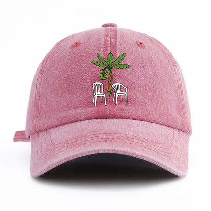1pc Chair And Tree Print Washed Baseball Cap For Adults, Minimalist Retro Style Casual Soft Adjustable Dad Hat, Perfect As Gift