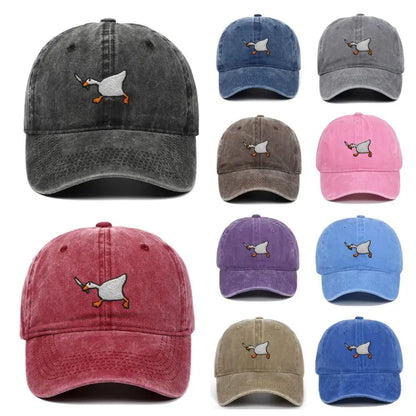 White Goose Embroidered Adjustable Snapback Baseball Cap