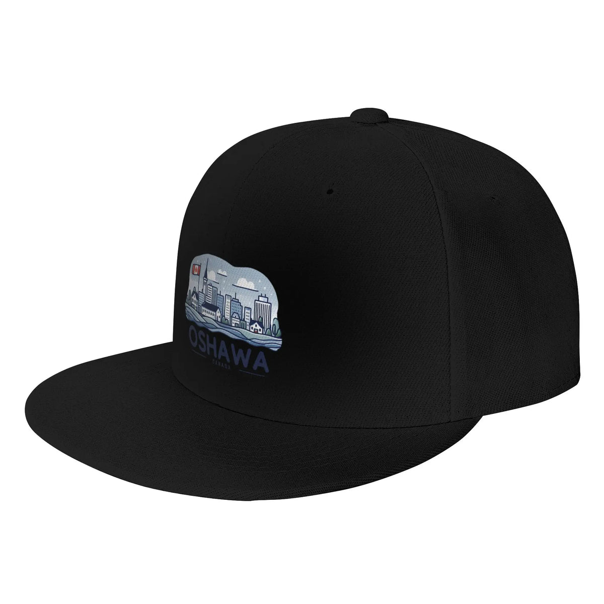 Oshawa Ontario Canada Blue Cityscape Skyline Flat Brim Snapback Cap