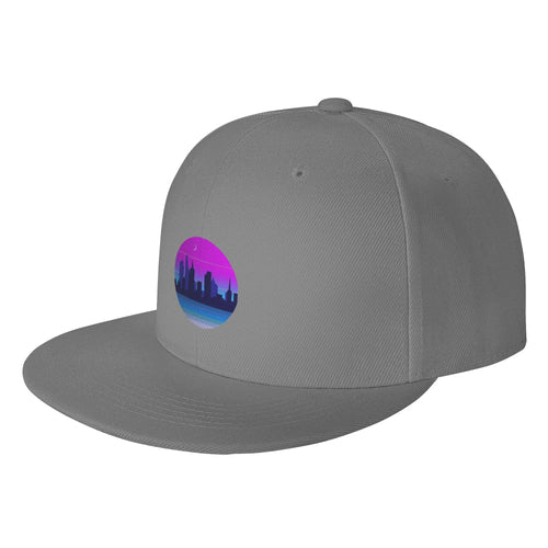 Retro City Skyline Night High-Quality Snapback Cap