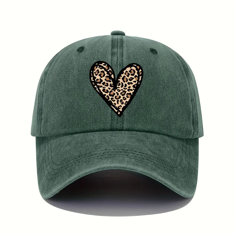 Leopard Heart Print Baseball Cap