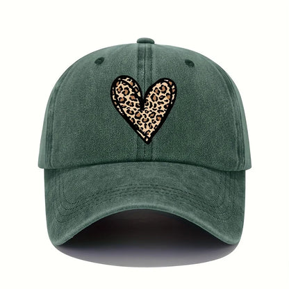 Leopard Heart Print Baseball Cap