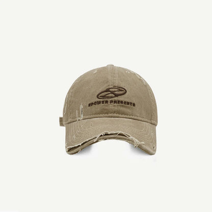 Vintage Hole Baseball Caps Man Streetwear Fashion Print Adjustable