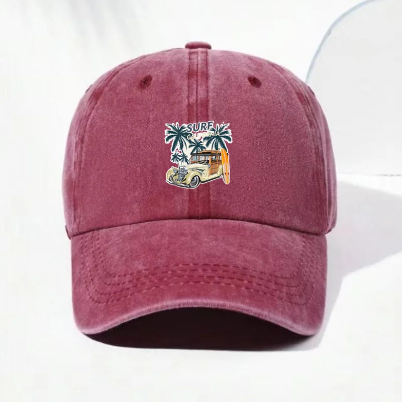 Vintage Travel Sign Washed Baseball Cap