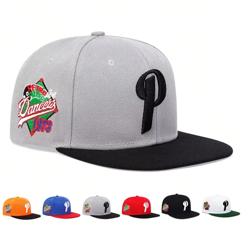 Unisex P Letter Embroidered Hip-Hop Snapback Cap