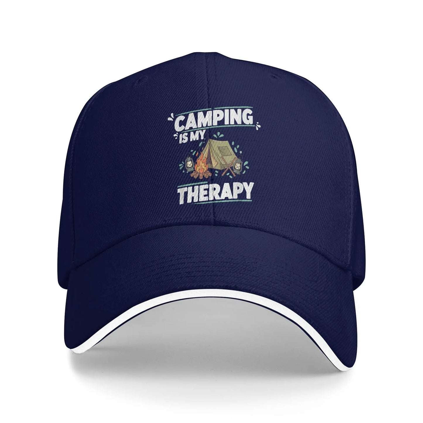 Camping Is My Therapy Funny Baseball Cap