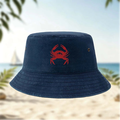 Red Crab Print Bucket Hat