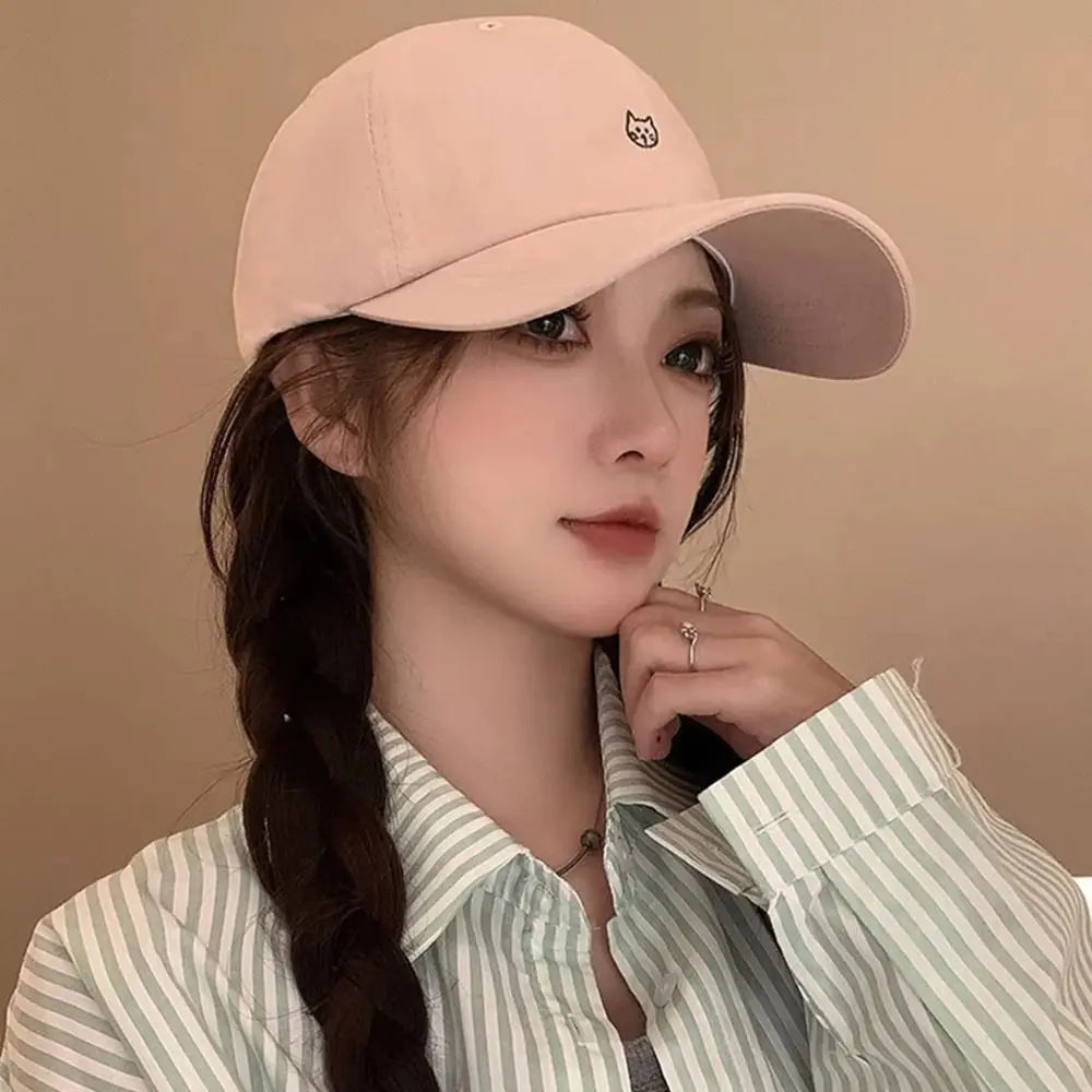 Cartoon Cat Embroidered Adjustable Baseball Cap