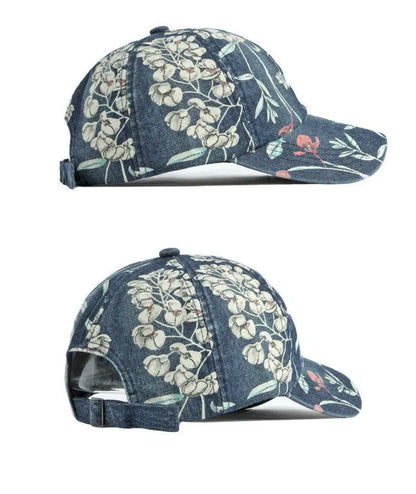 Spring Denim Flower Print Casquette Baseball Cap Adjustable Outdoor Snapback Hats For Men And Women 170