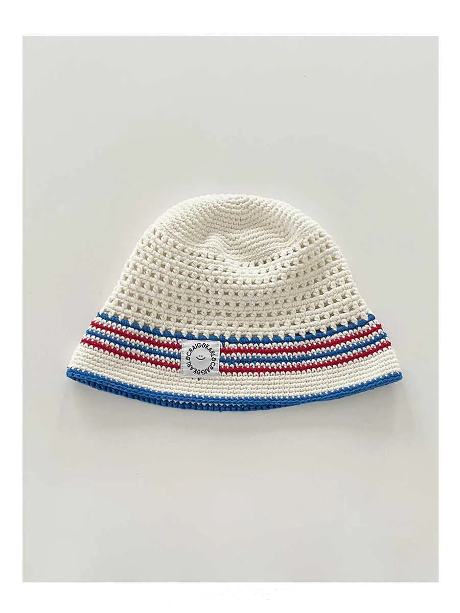 Contrasting Striped Knitted Bucket Hat