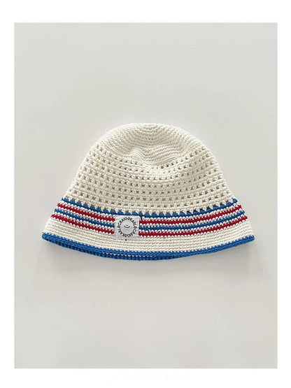 Contrasting Striped Knitted Bucket Hat