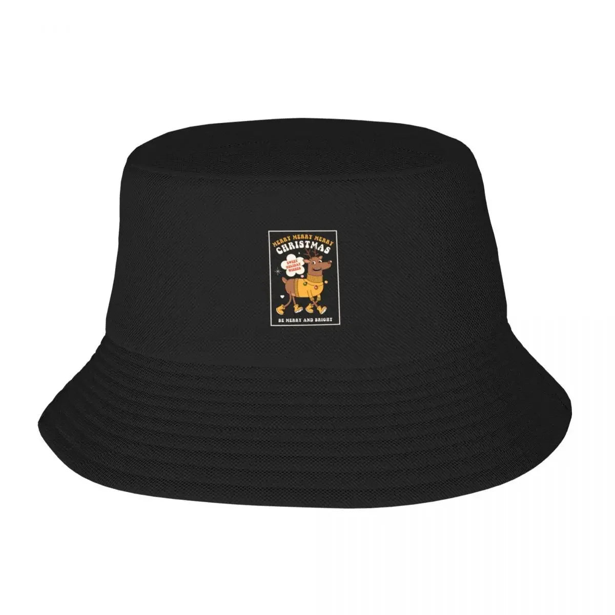 Cute Rudolph Christmas Reindeer Print Bucket Hat Design