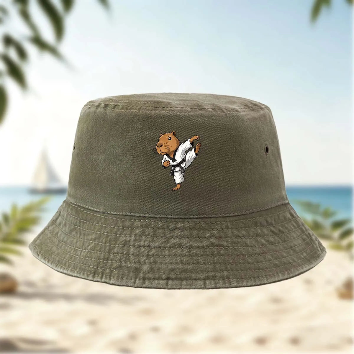 Printed Capybara Casual Bucket Hat
