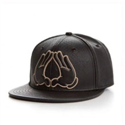 Metal Leather Patch Unisex Casual Snapback Cap