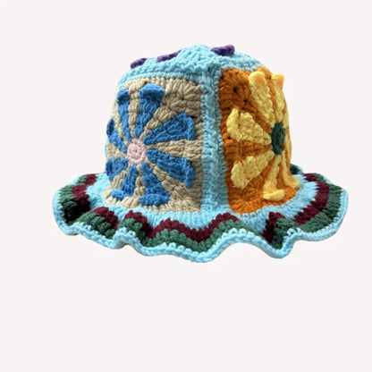 Women's Flower Knit Crochet Bucket Hat