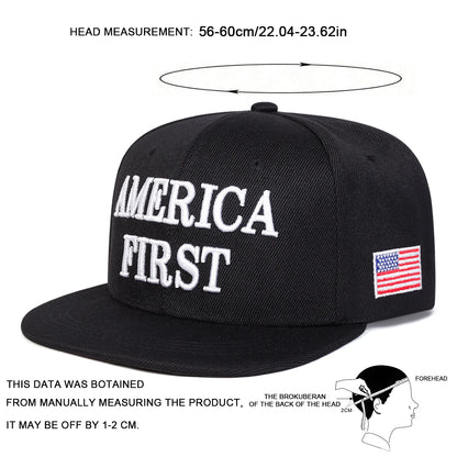 America First Embroidered Hip-Hop Snapback Cap