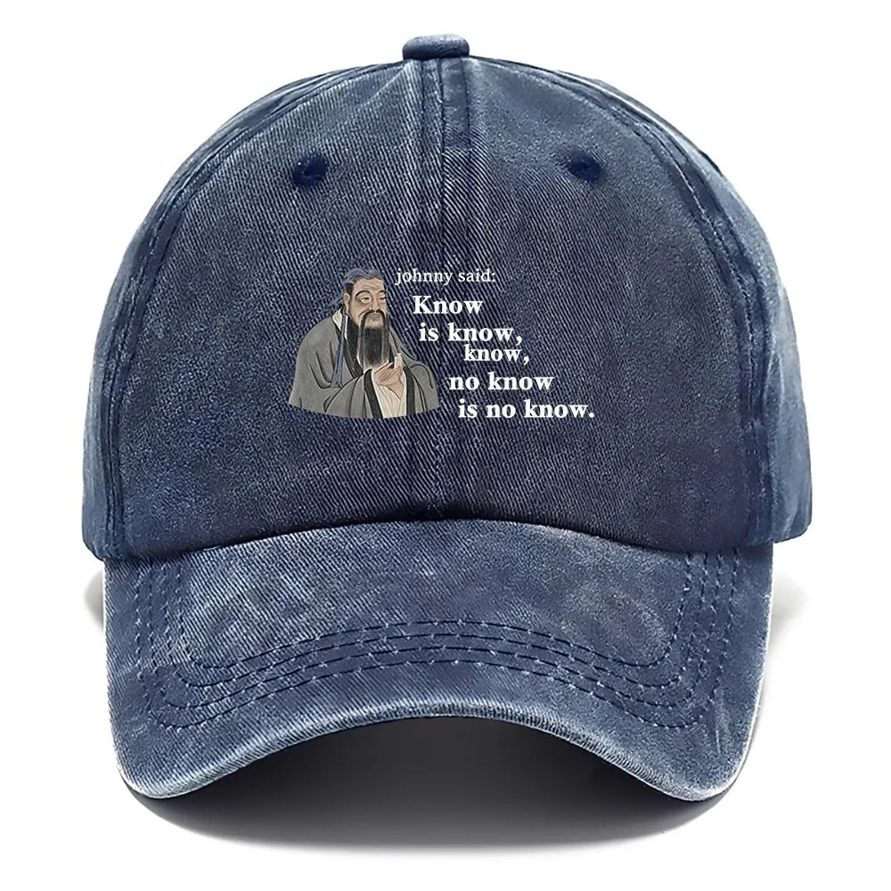 Confucius Print Washed Baseball Cap