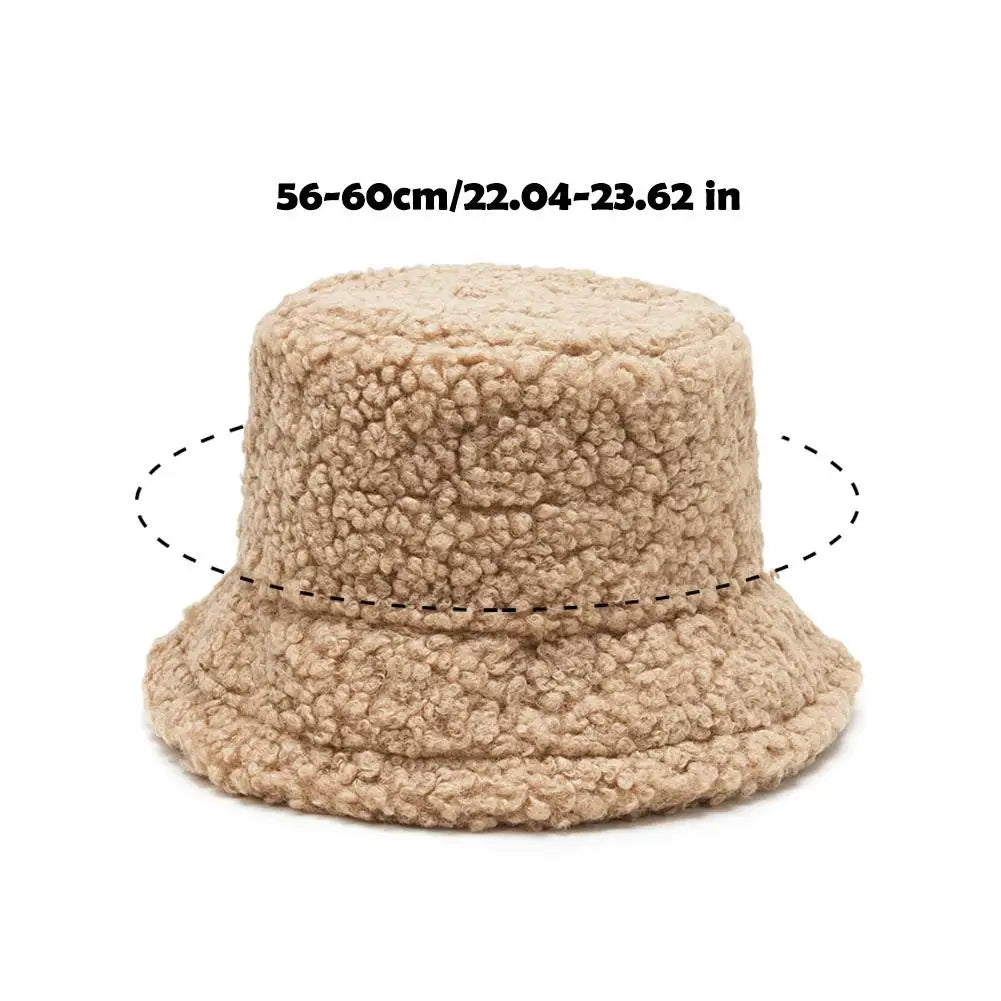 Winter Women Faux Fur Bucket Hat Outdoor Warm