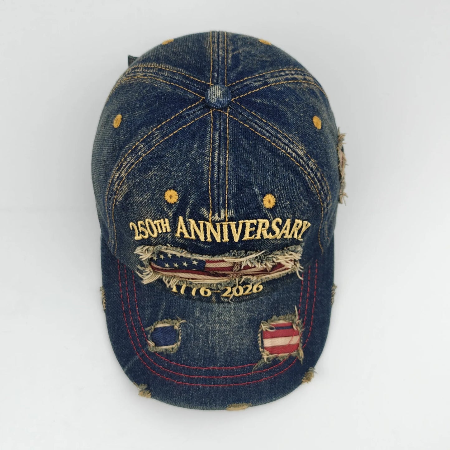 Retro Washed Distressed Cotton Peaked Cap Printed Embroidered