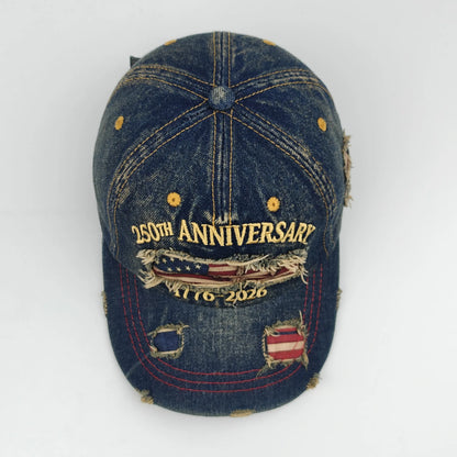 Retro Washed Distressed Cotton Peaked Cap Printed Embroidered