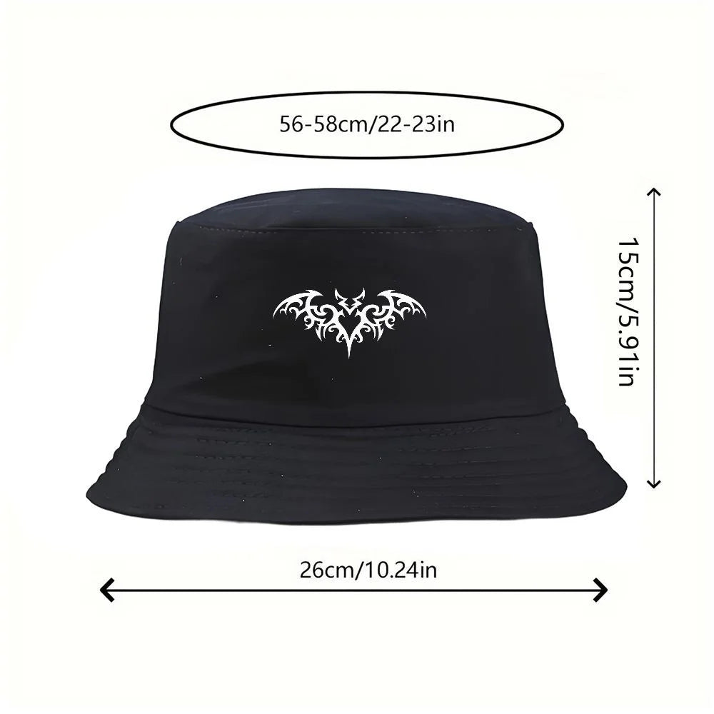 Y2K Tribal Bat Print Vintage Bucket Hat