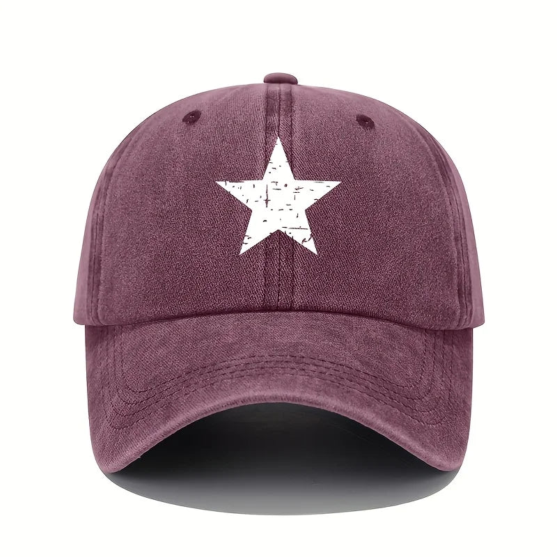 Retro Star Print Washed Baseball Cap