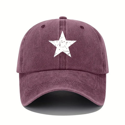 Retro Star Print Washed Baseball Cap