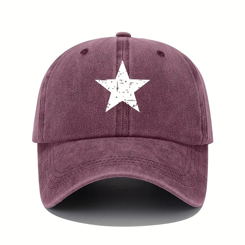 Retro Star Print Washed Baseball Cap