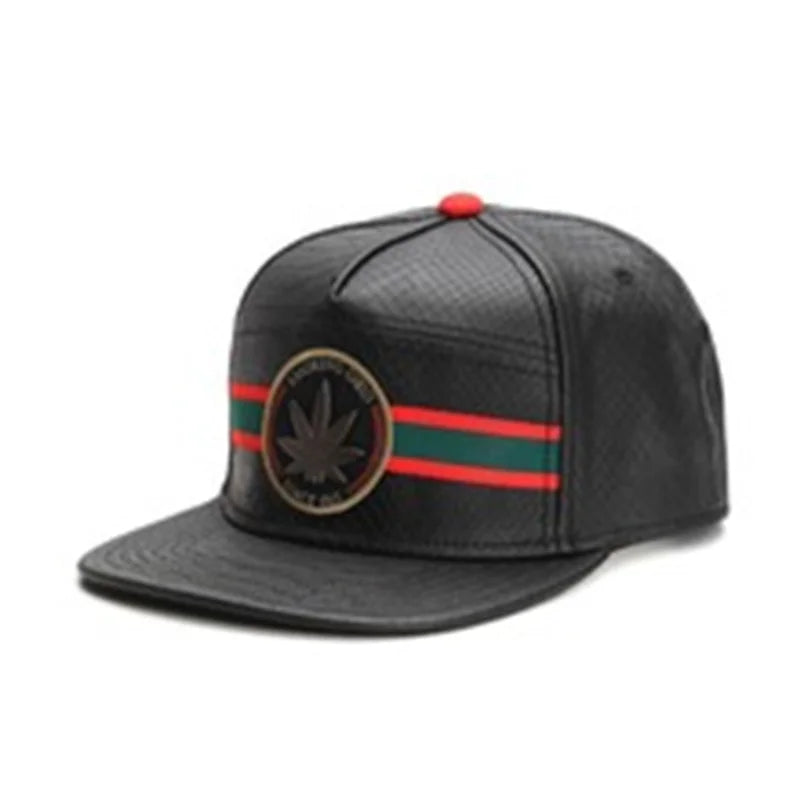 Metal Leather Patch Unisex Casual Snapback Cap