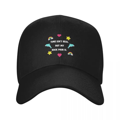 Time Isn't Real Back Pain Baseball Cap