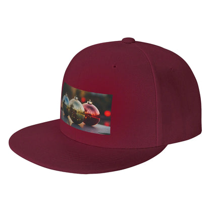 Christmas Holiday Decorative Balls Flat Brim Snapback Cap