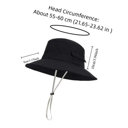 Nylon Drawstring Wide Brim Fishing Bucket Hat