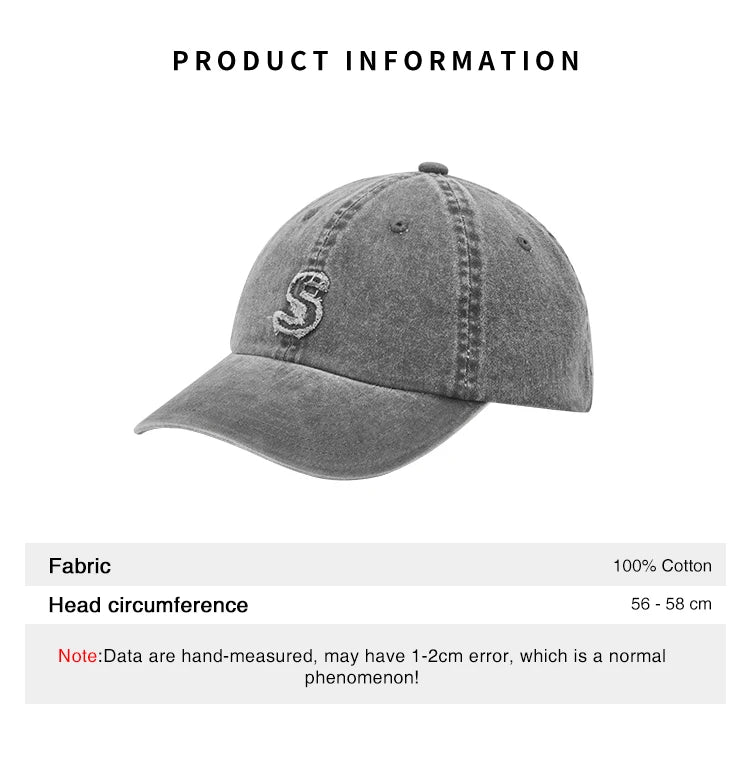 Men Washed Denim Baseball Cap Cotton