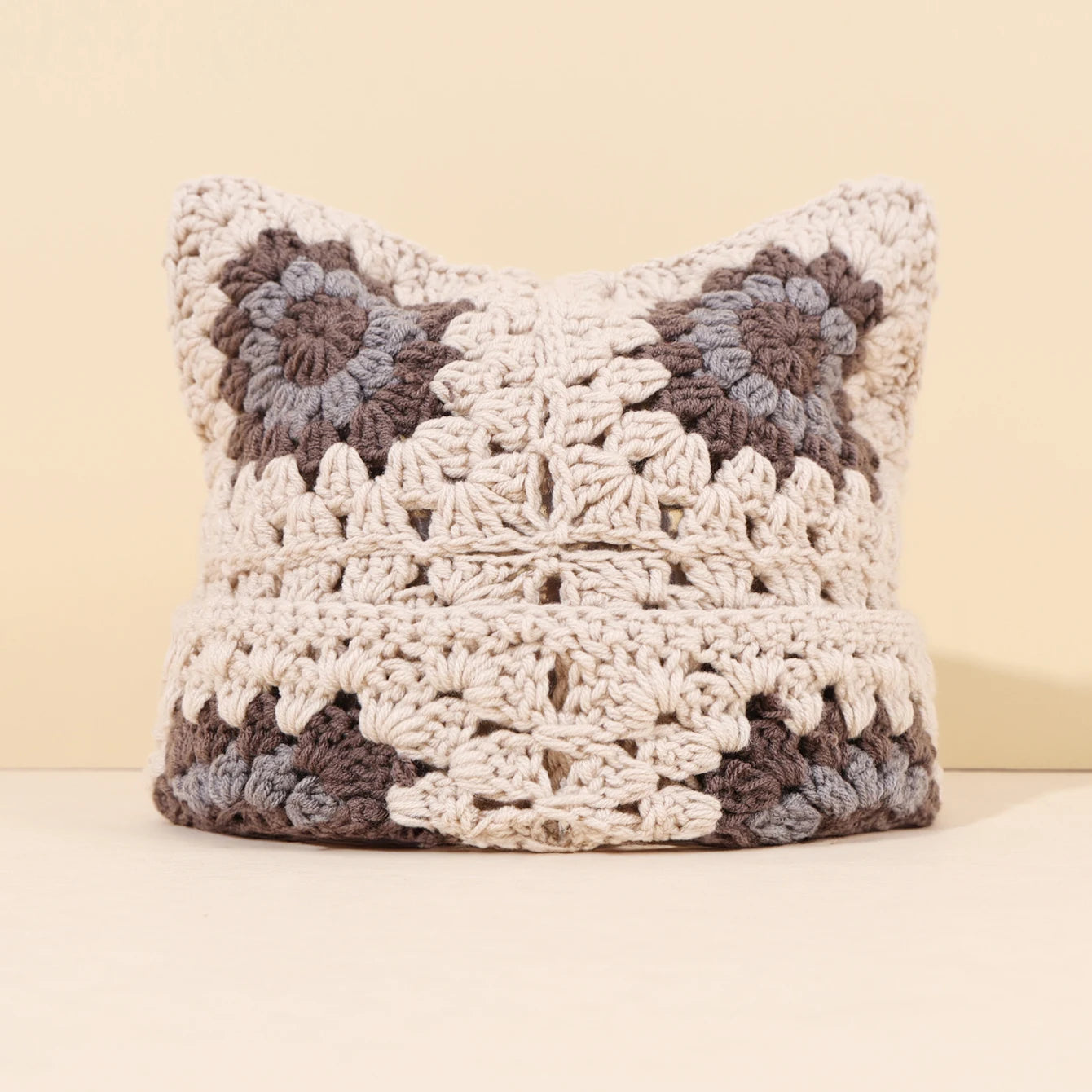 Cute Cat Ear Crochet Bucket Hat