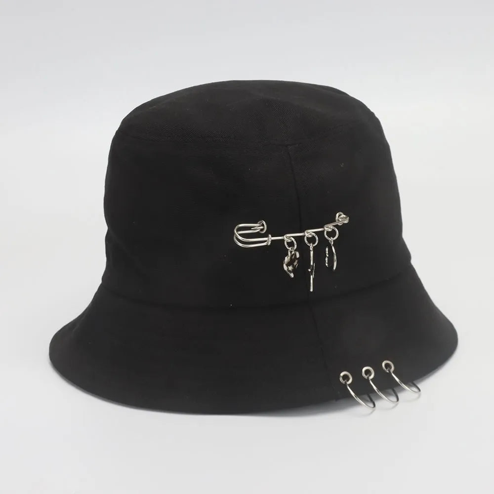 Bucket Hat Women Men Unisex Folding Fisherman Hat Black