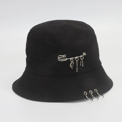 Bucket Hat Women Men Unisex Folding Fisherman Hat Black