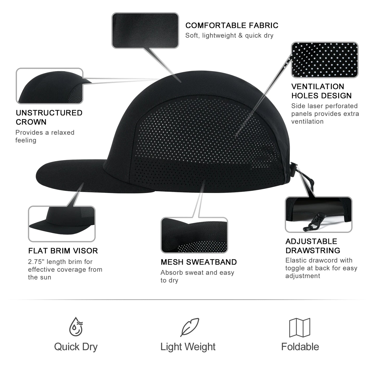 VOBOOM Unstructured Lightweight Baseball Cap