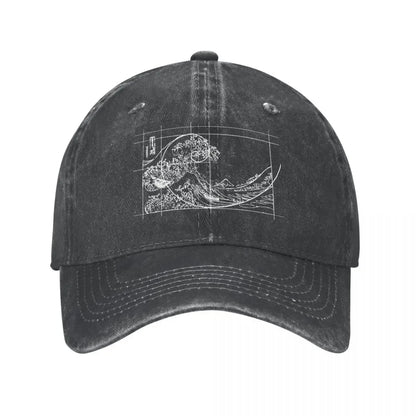Hokusai Fibonacci Golden Ratio Baseball Cap