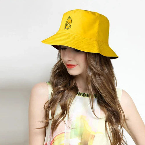 Reversible Black Yellow Duck Bucket Hat