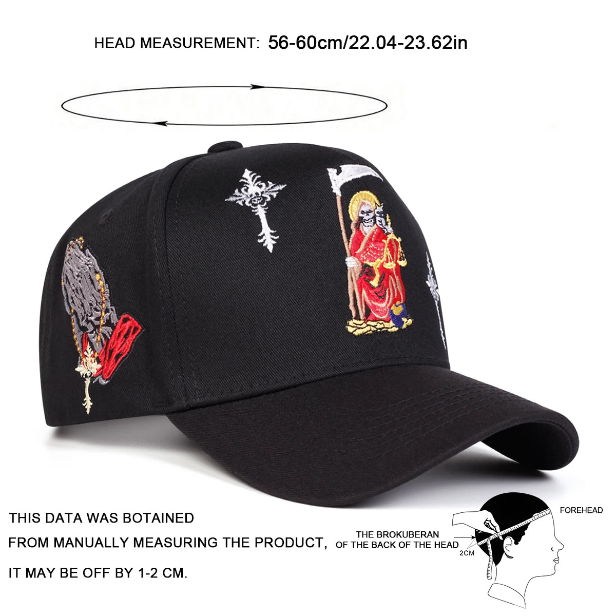 Unisex Gothic Cross Embroidery Baseball Caps