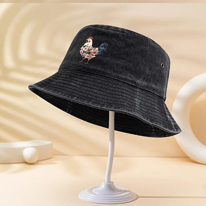Fashionable Rooster Print Outdoor Bucket Hat