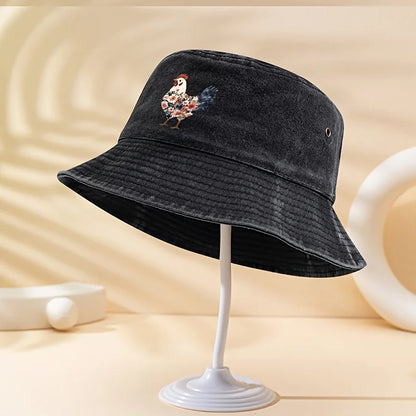 Fashionable Rooster Print Outdoor Bucket Hat