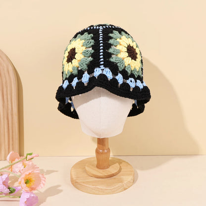 Handmade Sunflower Knitted Bucket Hat