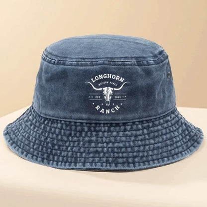 Longhorn Skull Print Vintage Bucket Hat