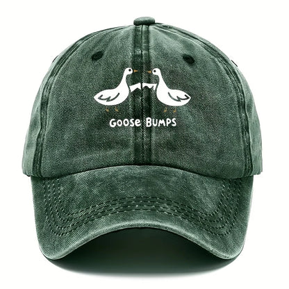 Retro Goose Print Distressed Washed Baseball Cap