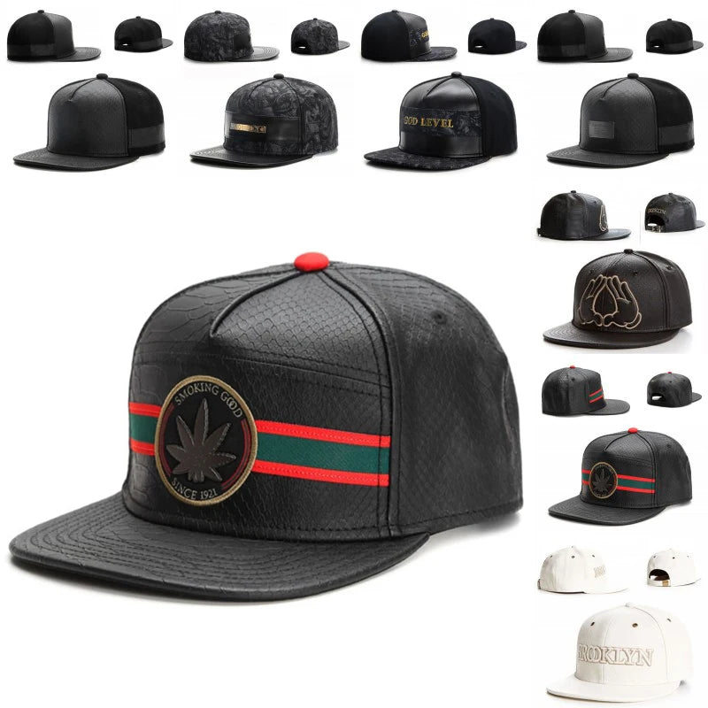 Leather Knight Hip-Hop Adjustable Snapback Cap